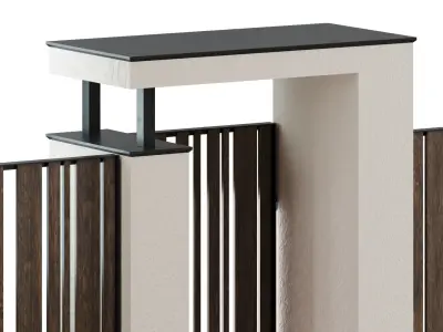 Fence with a canopy over the entrance and mailbox 3D model