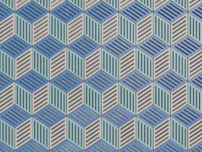 Geometric Hex-Tile Slotted Metal Grill PBR Seamless Texture
