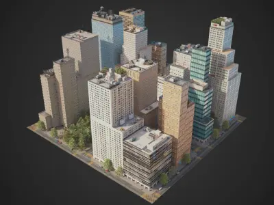 City District C6-C16 MAYA Low-poly 3D model