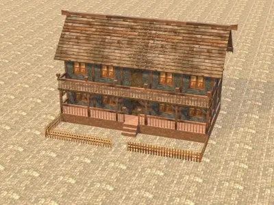Medieval house fourteen 16 Low-poly 3D model