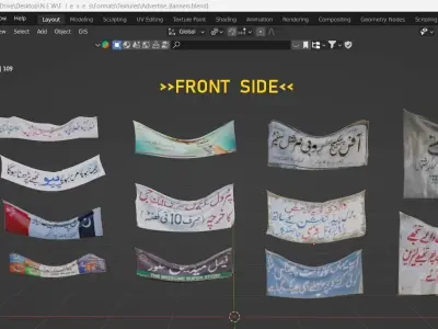 Street Ads Banners Low-poly 3D model