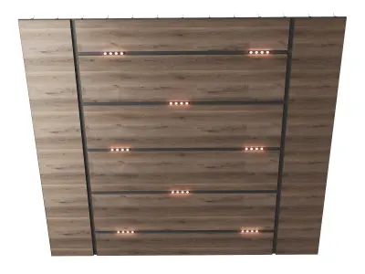 Wooden suspended ceiling with lighting 56 3D model