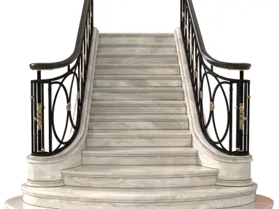 Classic marble stair in Art Deco style 3D model