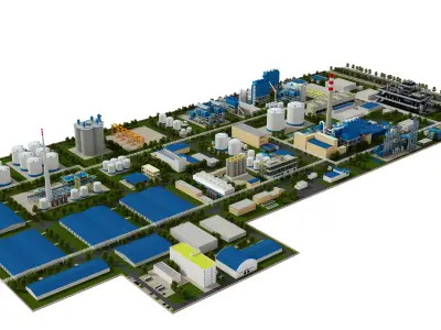 Chemical Factory Scene 3D model 3D model