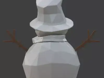 Low Poly Stylized Snowman 3D Model Low-poly 3D model