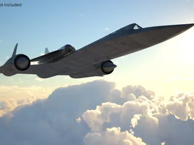  Supersonic Reconnaissance Jet with Mounted Drone In Flight 