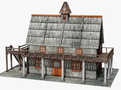 Two Floor Stone House 3D model