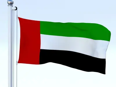 Animated United Arab Emirates Flag Low-poly 3D model