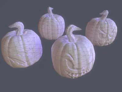 Halloween Pumpkins Pack PBR Low-poly 3D model