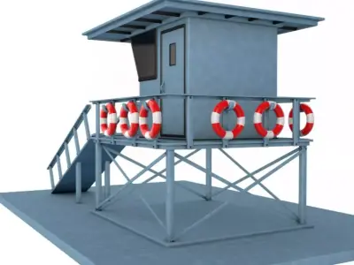 Lifeguard Station blue 3D model
