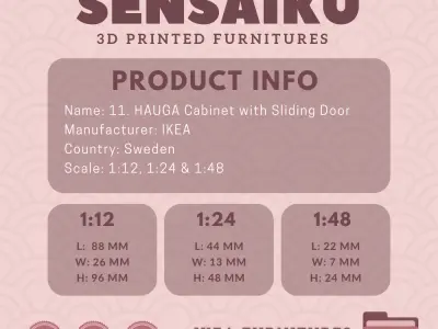 HAUGA Cabinet with Doors for Mini Dollhouse IKEA 3D Print 3D print model