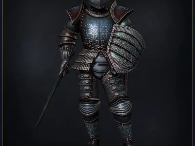 Heavy Armored Knight Light Version Low-poly 3D model