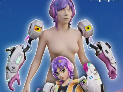  Battle Gamer Mae Cosplay Robotic Hands and Accessories Fortnite 3D print model