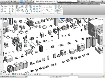 1016 Models for Medical Equipment Revit 2015 3D model