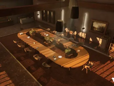 Modern Office Environment Low-poly 3D model