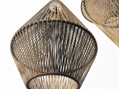 Lamp wood rattan wicker Cone n2 3D model