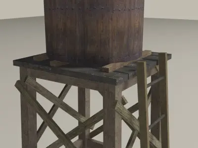 Old Water Tank Low-poly 3D model