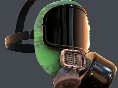 Gas mask helmet 3d model scifi Low-poly  Low-poly 3D model
