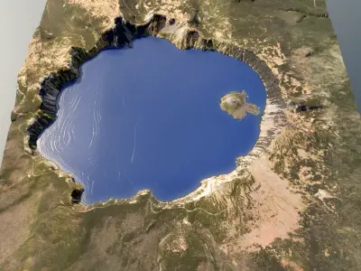 Crater Lake Terrain Low-poly 3D model