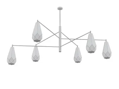 Popigai five light chandelier in brass 3D model
