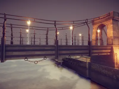 Gate Bridge Low-poly 3D model