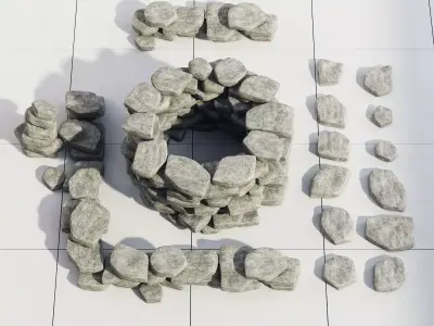 Collection stone decor exsterer 3D model