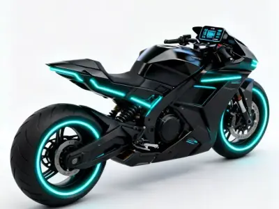 Futuristic Sci-Fi Neon Superbike 3D Model Low-poly 3D model