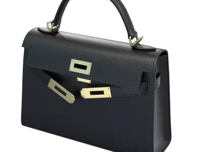 Hermes Kelly Bag Black Leather Low-poly 3D model