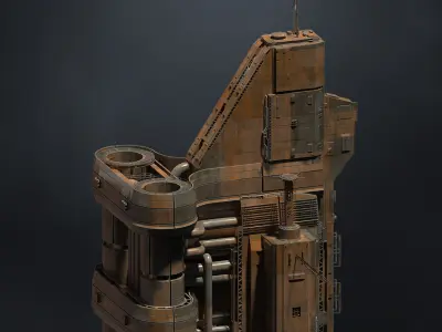 SUB-D Scifi Megascale Industrial Building 02 3D model