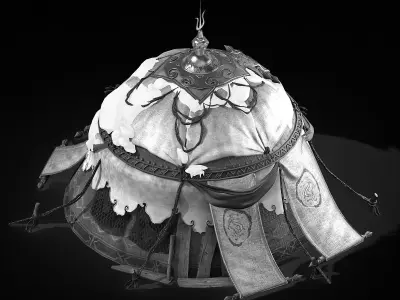 Yurt-tent-red style 01 3D model