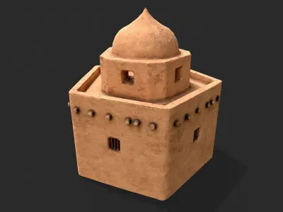 Clay Desert Egypt Village House 7 Low-poly 3D model