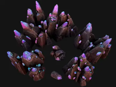 Crystal Obsidian Rocks Mineral Low-poly 3D model