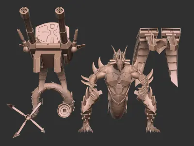 Mecha Dragon Sci-fi Armored Creature 3D Model 3D print model