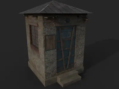 Abandoned Check Point Low-poly 3D model