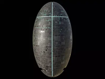 Space Station oval sphere Spaceship Borg Low-poly 3D model