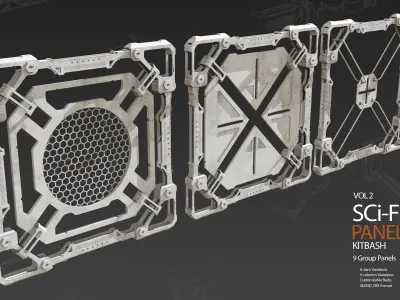 9 Group Sci Fi panel pack 3D model