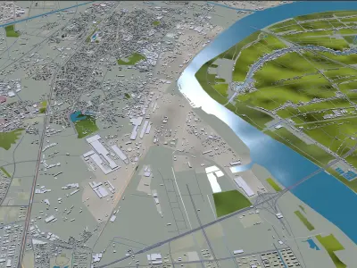 Nanjing China 100km AI Low-poly 3D model