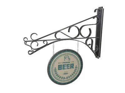 Vintage Hanging Beer Sign 3D model