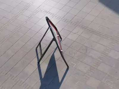 Road Narrows Left Triangular Road Sign Low-poly 3D model