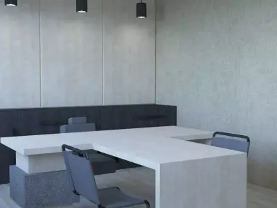 OFFICE with desk and chairs Low-poly 3D model