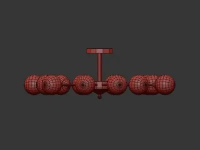 AX646 ceiling light fixture with glass globes and gold finish 3D model