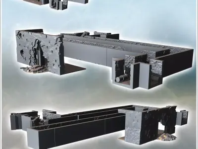 Modular underpass set with urban piping 3 - Modern WW2 WW1 World 3D print model