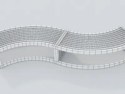 Metal Bench Low-poly 3D model