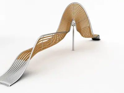 bench made of metal and wood 3D model purchase