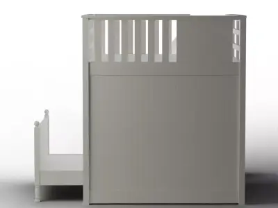 Catalina Twin Stair Loft Square Full Bed Set Simply White Low-poly 3D model