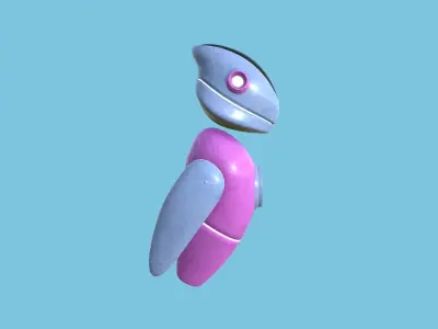 Flying Robot 03 Pink Blue - Character SciFi Design Low-poly 3D model