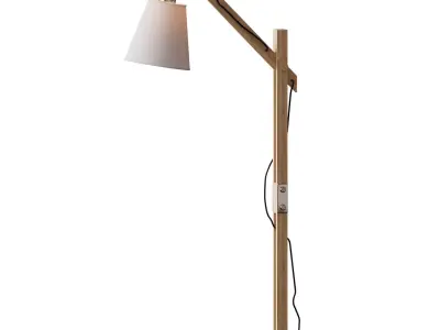 MODERN RUSTIC WOOD ARC FLOOR LAMP 3D model