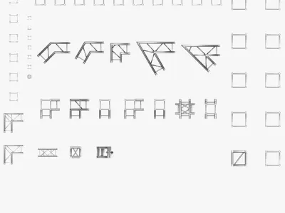 Square Light Trusses Collection - 50 PCS Modular 3D model