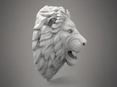 lion head scupture Low-poly 3D model