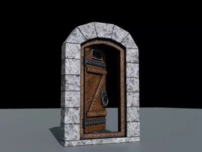 Low Poly Medieval Door  or Ancient Door Texture and Low-poly 3D model